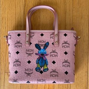 MCM Mini Anya Studded Rabbit Visetos Top Zip Tote